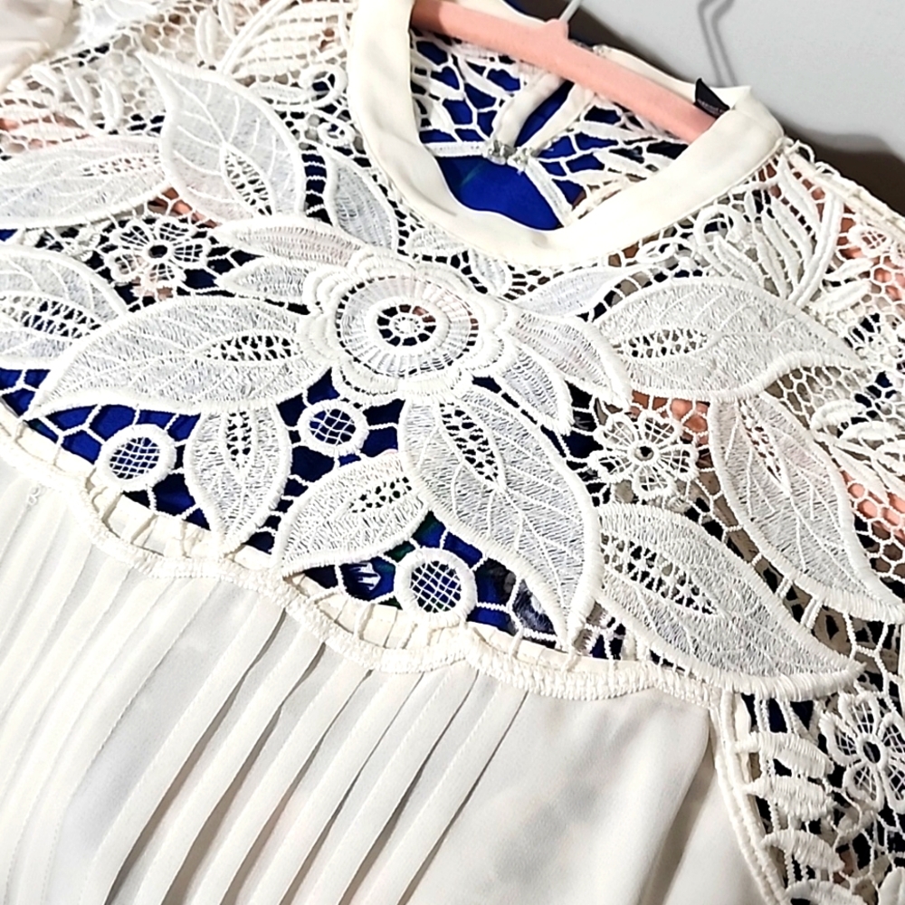 Express Cream Victorian Boho Style Open Back Blou… - image 6